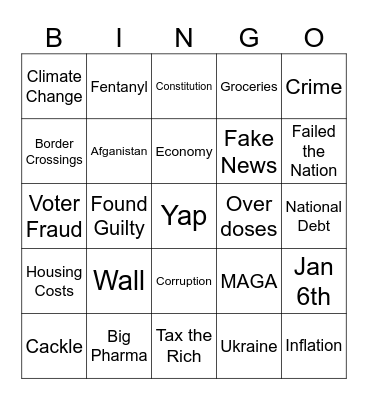 Political Bingo Card