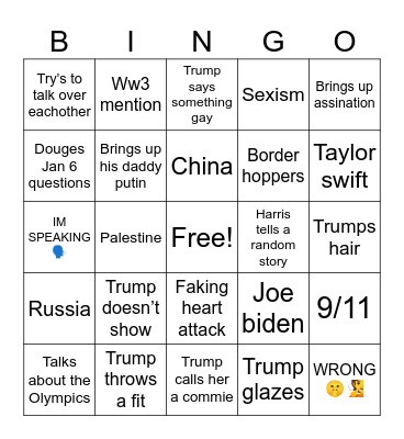 🎉DEBATE BINGO🎉 Bingo Card