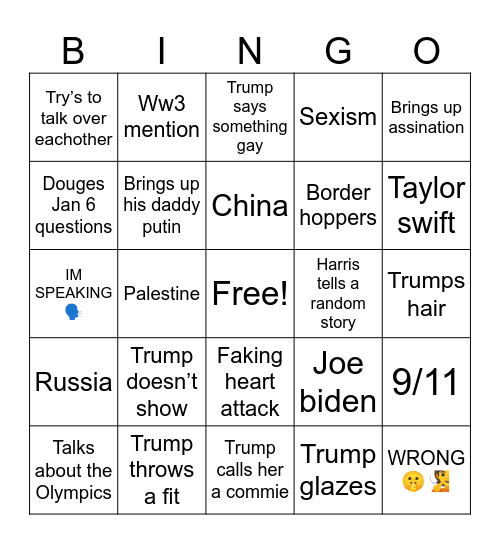 🎉DEBATE BINGO🎉 Bingo Card