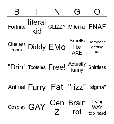 CRINGE BINGO SCHOOL Bingo Card