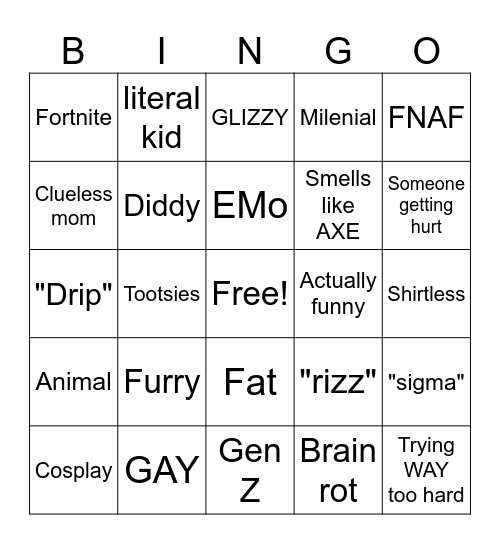 CRINGE BINGO SCHOOL Bingo Card