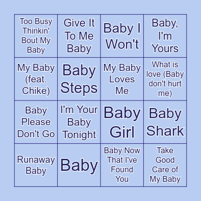 "Baby" Bingo Card