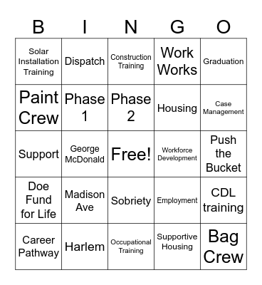 Doe Fund Bingo! Bingo Card