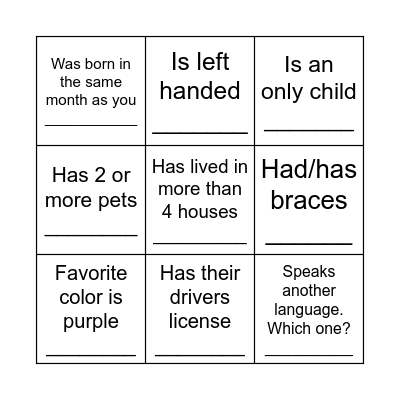 Find Someone Who... Bingo Card