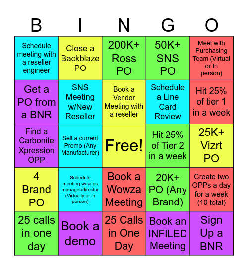 JB&A Sales Bingo! Bingo Card