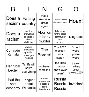 Trump Bingo Card
