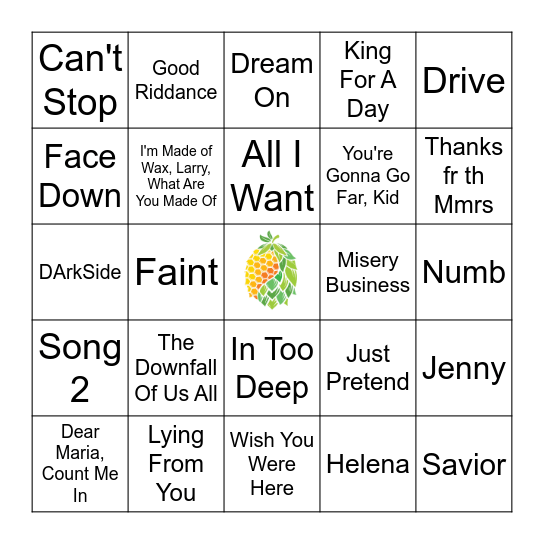 Linkin Park Radio Bingo Card