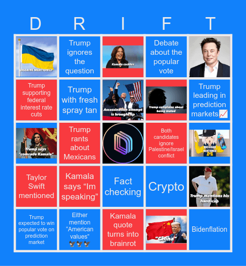 PRESIDENTIAL DEBATE Bingo Card