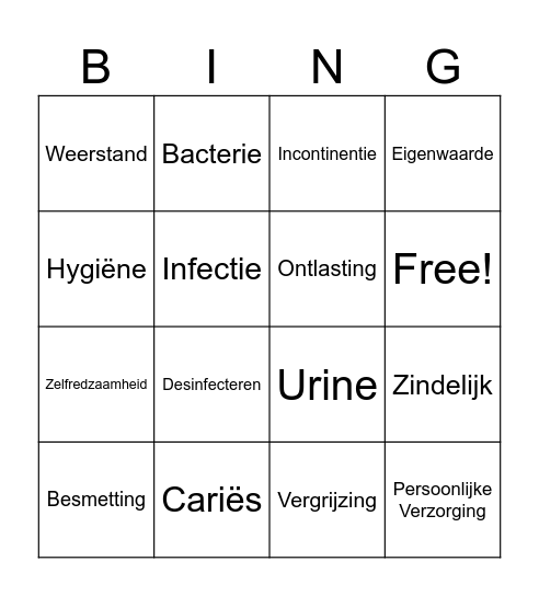 Mens en Zorg Hoofdstuk 4 Bingo Card