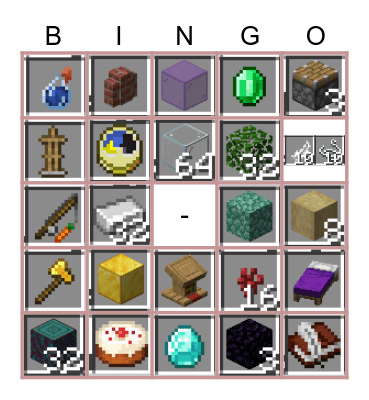 Minecraft Bingo Card