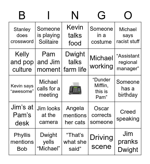 The Office Bingo Card