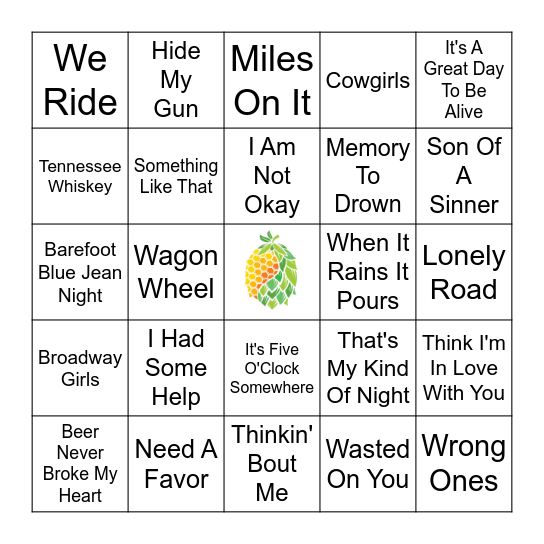 Country Hits 10+'s Bingo Card