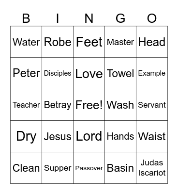 Jesus Washes His Disciples' Feet Bingo Card