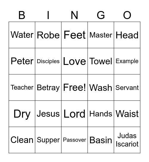 Jesus Washes His Disciples' Feet Bingo Card