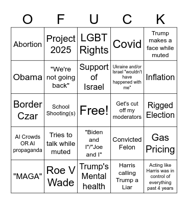Debate Bingo Card