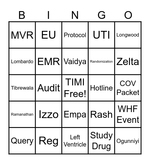 TIMI Ultimate Bingo Card