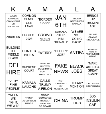 debate bingo Card