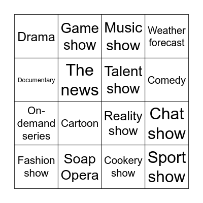 TV shows Bingo Card