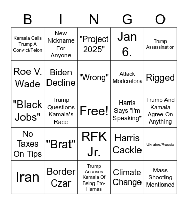 Take a Drink Bingo Card