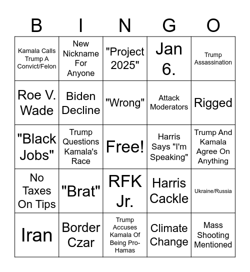 Take a Drink Bingo Card