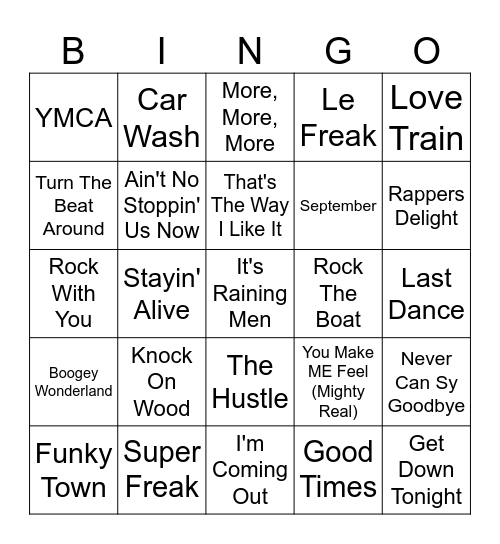 Disco Bingo Card