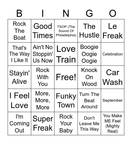 Feel the Groove Bingo Card