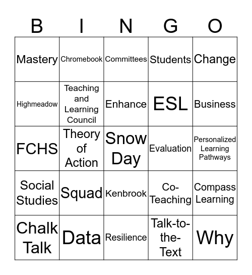 FPS Welcome Back Bingo! EUREKA! Bingo Card