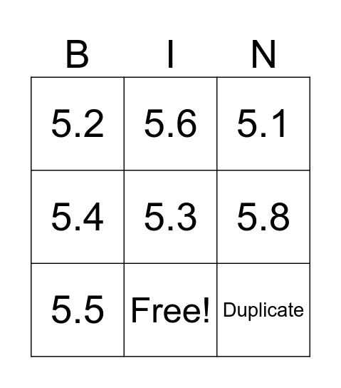 Frankfort Feedback Bingo Card