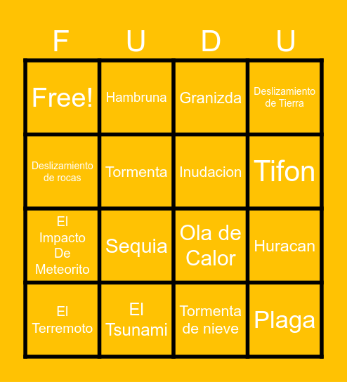 Disastres Naturales Bingo Card