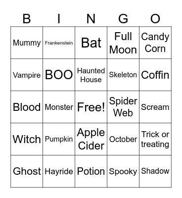 Halloween Bingo Card