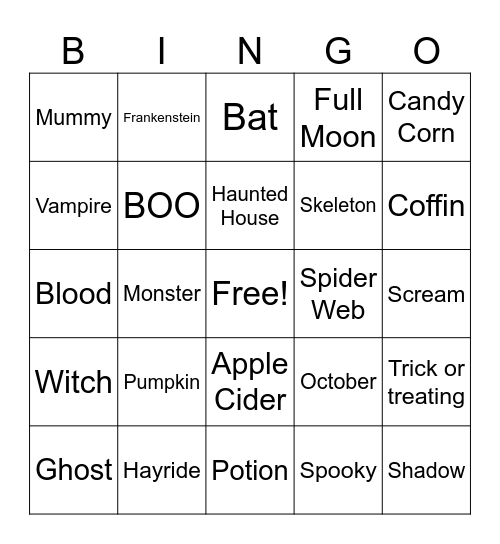 Halloween Bingo Card