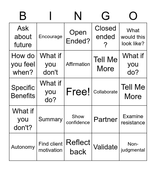 MI Bingo Card