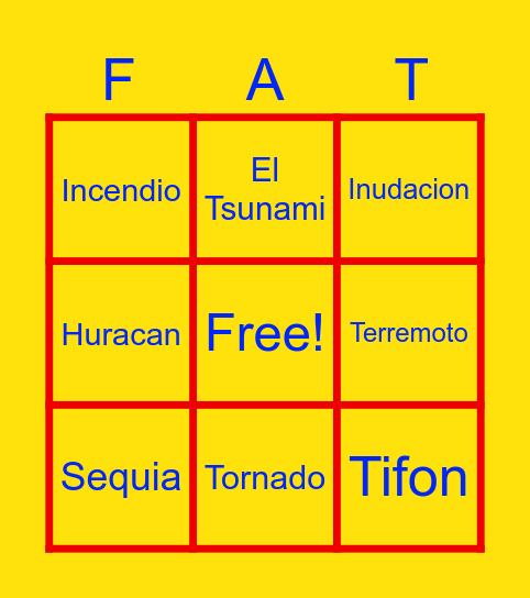 Desastres Naturales Bingo Card