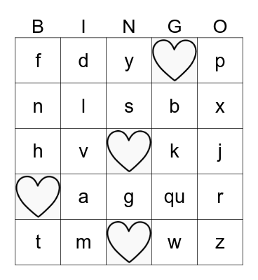 Letter Sounds! Bingo Card