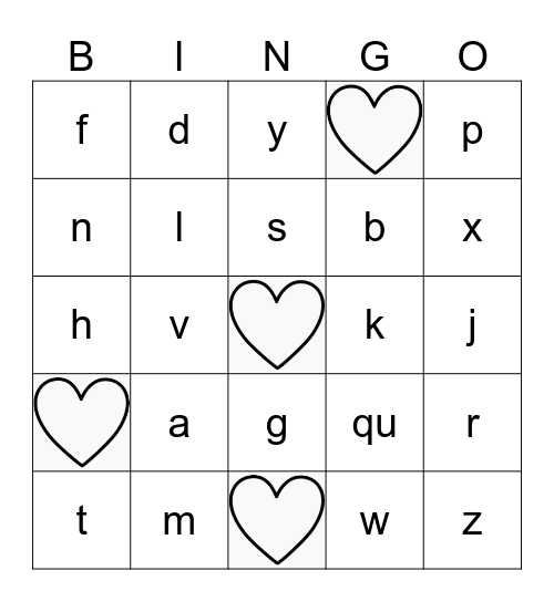 Letter Sounds! Bingo Card