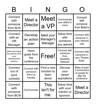 Networking Bingo Card