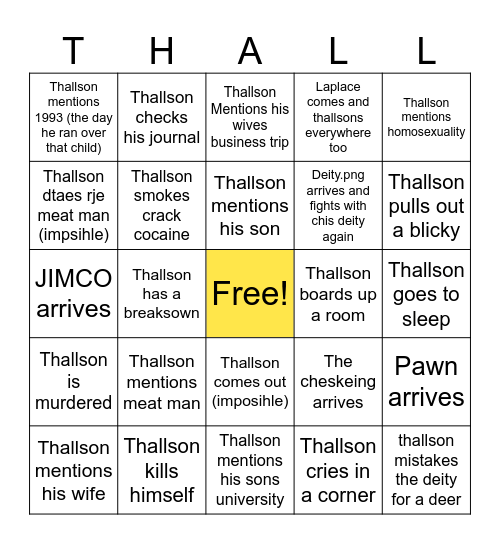 Thallson bingo Card