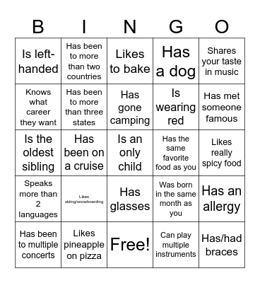 Icebreaker Bingo: Find Someone Who Bingo Card