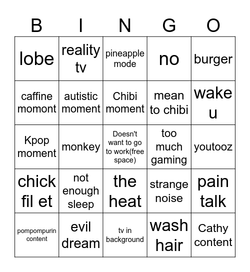 Megan Bingo Card