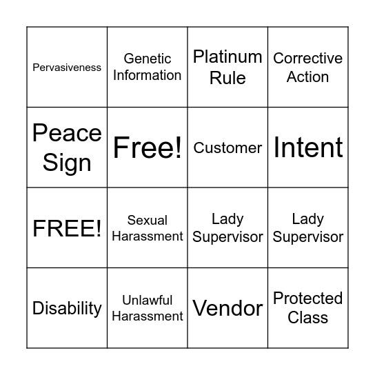 Anti-Sexual Harassment Bingo Card