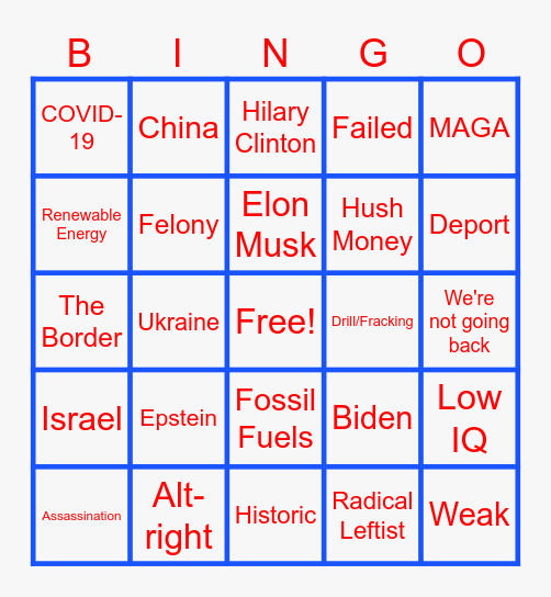 DEBATE BINGO! Bingo Card