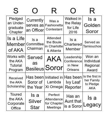 A  K  A  BINGO Card