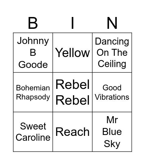 Music Bingo Card