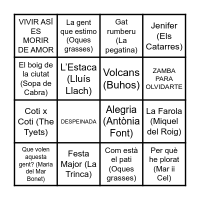 BINGO MUSICAL Bingo Card