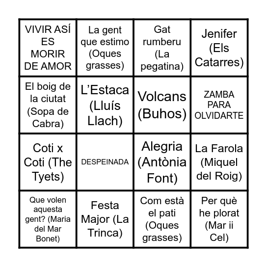 BINGO MUSICAL Bingo Card