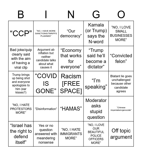 9/11 Eve Hitler Debate Bingo Card