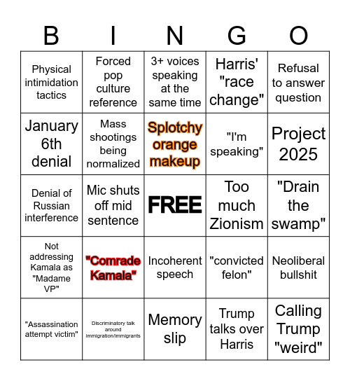 Debate BINGO Card