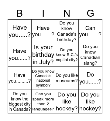 Get To Know You Bingo!! Bingo Card