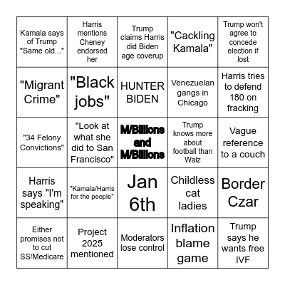 debate. Bingo Card