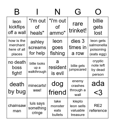 heybillierae RE4 BINGO Card